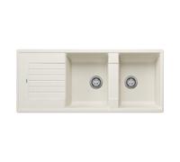 BLANCO ZIA 8 S Fregadero de granito de color blanco suave de SILGRANIT, tipo de montaje: instalación desde arriba, reversible, para armarios inferiores de 80 cm de ancho, lavabo grande, superficie