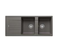 BLANCO ZIA 8 S Fregadero de granito de color gris silcán, tipo de montaje: instalación desde arriba, reversible, para armarios inferiores de 80 cm de ancho, lavabo grande, superficie fácil de limpiar