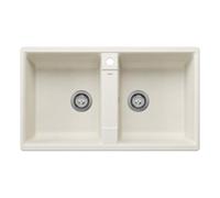 Blanco ZIA 9 - Fregadero de granito hecho de silgranit blanco suave. Tipo de instalación: instalación desde la parte superior del fregadero principal izquierdo para armarios de base de 90 cm de ancho