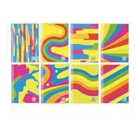 Blasetti - 10 Maxi cuadernos One Color FANTAFLUO con Jolly Page. Papel de 80 g, 80 caras + solapa, cubierta 7 colores neón con plastifación mate, paquete que contiene colores surtidos - Rayas 0C