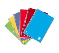 Blasetti One Color - Cuaderno con espiral lateral formato A4 con agujeros de archivo, Pack 5 Libretas, Papel 80gr, Tapa Dura - Rayado 5M (cuadrícula 5mm)