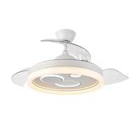Blendend Ventilador DC 72W, 6120lm, color blanco, 110° de apertura, 3 aspas. Ajustes de temperatura 3000-4000-6000K. Incluye control remoto, temporizador y función de memoria.