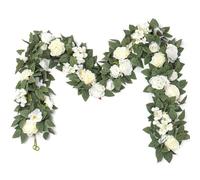 BlesConi Arco de boda al aire libre para rosas artificiales, follaje verde, flores blancas o rosas