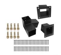 BlesConi Kit completo de soporte de pérgola con base para postes de 4 x 4 pulgadas, montaje de techo inclinado unidireccional de 3 vías para cenador de jardín, negro (juego izquierdo de 15°)
