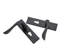 BlesConi Space - Juego de cerradura de manija de puerta de aluminio mate, palanca segura con caja de llaves para puertas interiores y exteriores de madera, herrajes fáciles de instalar