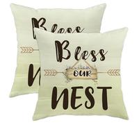 Bless Our Nest - Juego de 2 fundas de almohada decorativas verdes suaves, fundas de cojín estilo granja de primavera para el hogar, sofá, cama, decoración de sala de estar, 20 x 20 pulgadas