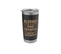 Blessed To Be Called Dad Grandpa And Great Grandpa Vaso térmico de acero inoxidable de doble pared