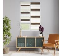 Blindecor Indus estor tricolor Sin Taladrar | Estor enrollable de doble capa | Estores tricolor Noche y Día, Marrón, Crema | Estor 97 x 180 cm (ancho x largo) | Tamaño de la Tela 94 x 175 cm