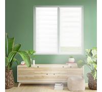 Blindecor Indus SIN HERRAMIENTAS | Estor Enrollable Sin Taladrar de Doble Capa | Color Blanco 70 x 130 cm (ancho x largo) | Tamaño de la Tela 67 x 125 cm