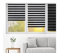 Blindecor Indus SIN HERRAMIENTAS | Estor Enrollable Sin Taladrar de Doble Capa | Color Negro 130 x 180 cm (ancho x largo) | Tamaño de la Tela 127 x 175 cm