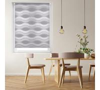 Blindecor Luna. Estor enrollable de doble capa ondulado, Noche y Día. Plata, 67X150 cm (ancho x largo). Tamaño de la tela 64X145 cm (ancho x largo)