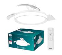 Philips Bliss Lámpara de Techo con Ventilador Aspas Retráctiles LED, 3 Aspas, 106 Cm de Envergadura, 4500 Lúmenes, Luz Blanca Ajustable de 3000 K a 6500 K, Regulable al 5%, Mando a Distancia, Blanco