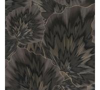 Bliss Floral Vinilo con Textura Papel Pintado Negro/Oro 3D Efecto Erismann