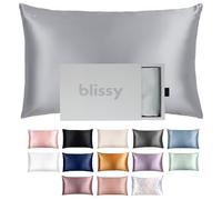 Blissy Funda de Almohada de Seda, 100% Seda de Morera Pura, Fibras 22 Momme 6A, Funda de Almohada de satén para Cabello y Piel, tamaño Regular, Queen y King con Cremallera Oculta,