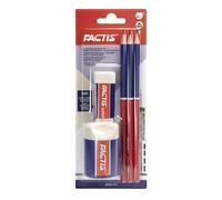 Blíster 1 goma S20 + 1 sacapuntas + 3 lápices grafito HB triangulares FACTIS®