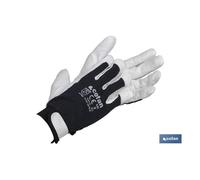 Blíster de guante de piel vacuno, dorso de tela y velcro talla 10 venta unitaria