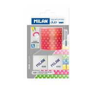 Blister MILAN Sacapuntas Duet Rosa + 2 Gomas 430