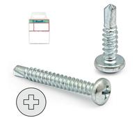 Blister tornillo broca cabeza alomada din 7504-n cincado larg.r/chapa 13mm ø rosca chapa 4.2mm