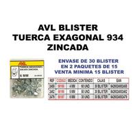 Blister tuerca hexagonal din 934 cincado metrica m-6
