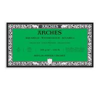 Arches Bloc acuarela 20 hojas – 15x30 cm, 300 g/m², grano fino, pegado en 4 lados, blanco natural