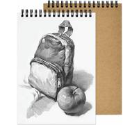 Bloc de Dibujo A4, Cuadernos de Bocetos A4, 2 Piezas 160 GMS, Encuadernación en Espiral, Libre de Ácido, Ideal para Niños y Adultos