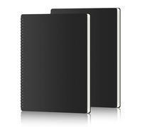 Bloc de notas A4, paquete de 2 cuadernos en espiral, papel rayado A4, 29 x 21 cm, 50 hojas/100 páginas, cuaderno de tapa dura para oficina, escuela, negocios, color negro