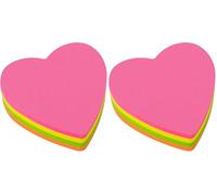 Bloc de notas adhesivas quita y pon apli 70x70 mm corazon 4 colores fluorescente con 200 hojas (Paquete de 2)