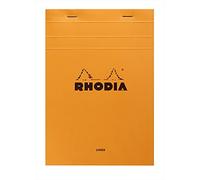 Bloc de notas grapado y microperforado Rhodia, DIN A5, 14,8 x 21 cm, 150 hojas, 80 g, cuadrícula naranja, 4 unidades, color naranja 14,8 x 21 cm