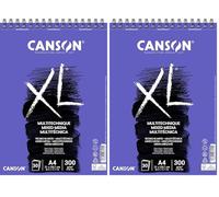 Bloc Dibujo Acuarela Canson Xl Mix Media Grano Medio Din A4 Microperforado Espiral 21x29,7 Cm 30 Hojas 300 Gr (Paquete de 2)