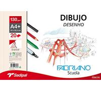 Bloc dibujo sadipal fabriano din a4+ espiral 20 hojas 130g/m2 grano su