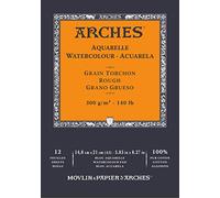 Bloc Enc 14,8x21 12H Arches Aquarelle 100% Grueso 300g Blanc Nat