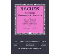 Bloc Enc 14,8x21 12H Arches Aquarelle 100% Satin 300g Blanc Nat