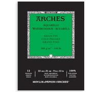 Bloc Enc 23x31 12H Arches Aquarelle 100% Fino 300g Blanc Nat