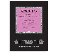 Arches Bloc de acuarela encuadernado 23x31 12 hojas 100% Satin 300 g blanco natural