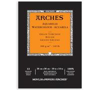 Bloc Enc 26x36 12H Arches Aquarelle 100% Grueso 300g Blanc Nat