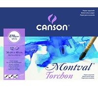 Bloc Encolado, 36x48 cm, 12 Hojas, Canson Montval Torchon, Grano Efecto Nube 270g