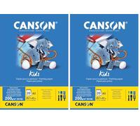 Bloc Encolado, A3, 20 Hojas, Canson Kids Pintura 200g (Paquete de 2)