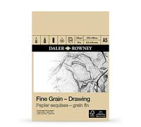 Bloc Encolado ideal para Dibujo DALER ROWNEY Fine Grain, de Formato 14,8 x 21 cm, con 30 Hojas de Papel de 120 g/m2 de Grano Fino