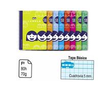BLOC ESPIRAL Lamela cuadrovia 5mm A4 pack 5u Cuaderno colores surtidos aleatorios no repetidos tamaño folio con tapa de carton flexible blanda 80 hojas. Bloc espiral tamaño Folio 80 hojas.70 G Lamela