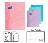 BLOC ESPIRAL OXFORD PASTEL A4 Y A4+ TAPA FORRADA EXTRADURA TOUCH 80H O 120 H. 90 G. CUADRÍCULA 5 MM CALIDAD OXFORD GARANTIZADA ENVIO COLOR ALEATORIOS Assorts