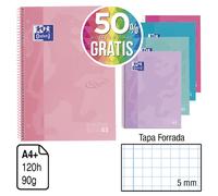 BLOC ESPIRAL OXFORD PASTEL A4 Y A4+ TAPA FORRADA EXTRADURA TOUCH 80H O 120 H. 90 G. CUADRÍCULA 5 MM CALIDAD OXFORD GARANTIZADA ENVIO COLOR ALEATORIOS Assorts