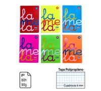 Bloc Lamela A4 6u Original BLOC ESPIRAL LAMELA Fº TAPA POLIPROPILENO 80 hojas 90 G. cuadrovia 3 MM/4MM cuaderno folio fluor 80 hojas 6 colores surtidos ,pack de 6 unidades a elegir