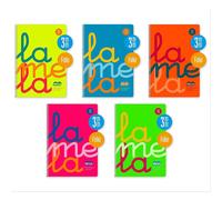 Bloc Lamela Folio fluor PP 80 hojas Cuadrícula 3mm 90g (Pack de 5 Libretas) - 5 Colores Difrentes