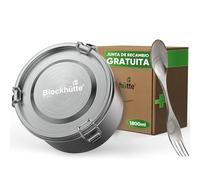 Blockhütte Fiambrera Acero Inoxidable I 1800ml I Tartera con Cuchara y 2 Juntas, Bento Box, Tupper Acero Inoxidable a Prueba de Fugas, Lunch Box Ninos y Adultos, Fiambrera Acero