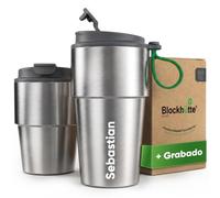 Blockhütte Termo Personalizable 350ml - 6h Caliente, Inoxidable, Hermético | Travel Mug Adultos para Oficina & Almuerzo - Termo Café para Llevar Antigoteo, 10h Frío, Junta de Repuesto, Sin BPA