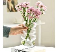 BLOFLO Florero de Cristal hidropónico Transparente, 17,78 cm, jarrón de Cristal Transparente de 4 Capas geométrico para decoración del hogar, Moderno jarrón de Vidrio de Burbujas para Oficina, Boda