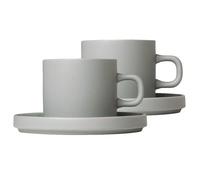 blomus 2 Tazas de café con plato Pilar Mirage grey