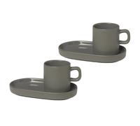 blomus 2 Tazas espresso y platillos Pilar Pewter