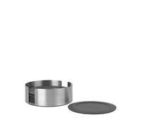 blomus Juego de 6 posavasos con soporte de acero inoxidable, posavasos magnéticos (carbón)