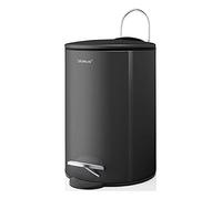 Blomus -TUBO- Cubo de pedal de acero con recubrimiento en polvo, antracita, capacidad de 3 litros, sistema de cierre inteligente, cubo extraíble, accesorio de baño exclusivo (alto x ancho x